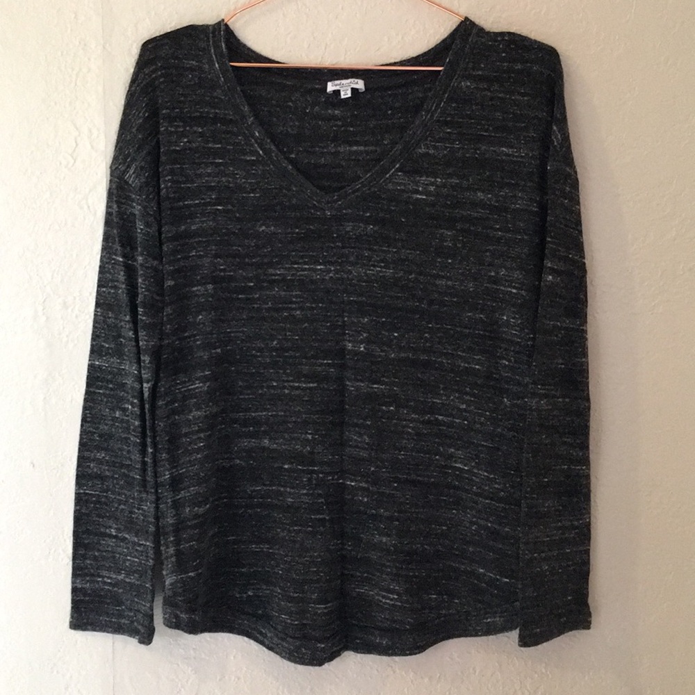Splendid M crossover back heather spacedye sweater